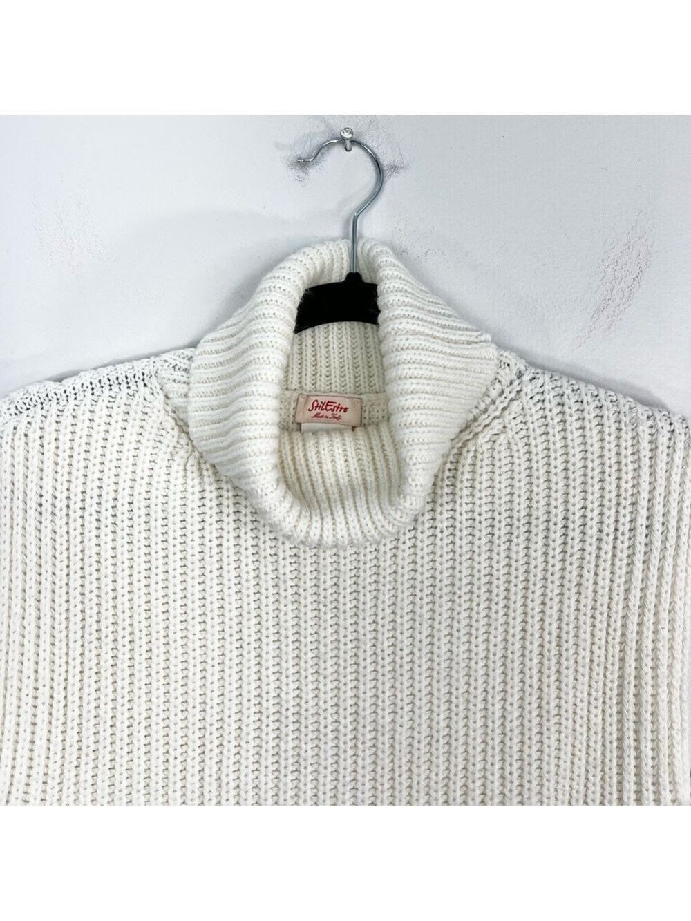 StilEstro Italy ivory cowl neck wool alpaca blend open side sleeveless sweater - Picture 6 of 14